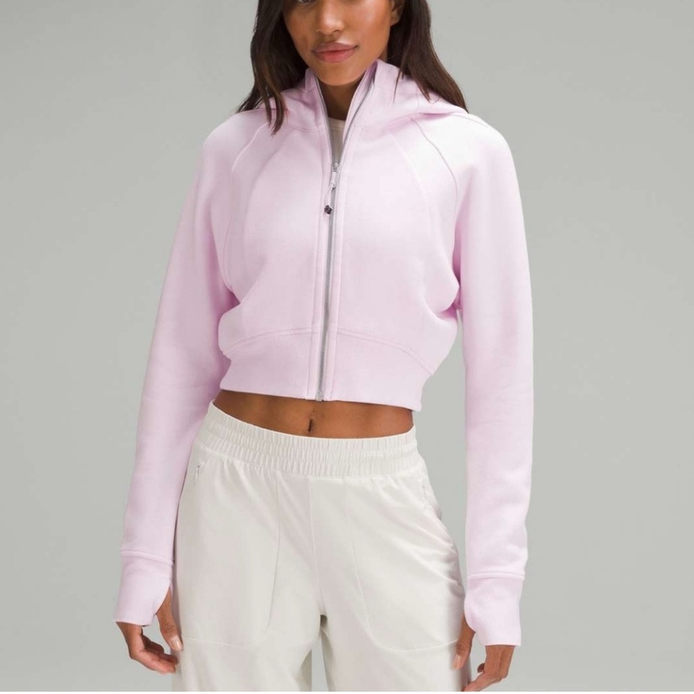 Lululemon Full Zip Cropped Scuba Pink Hoodie